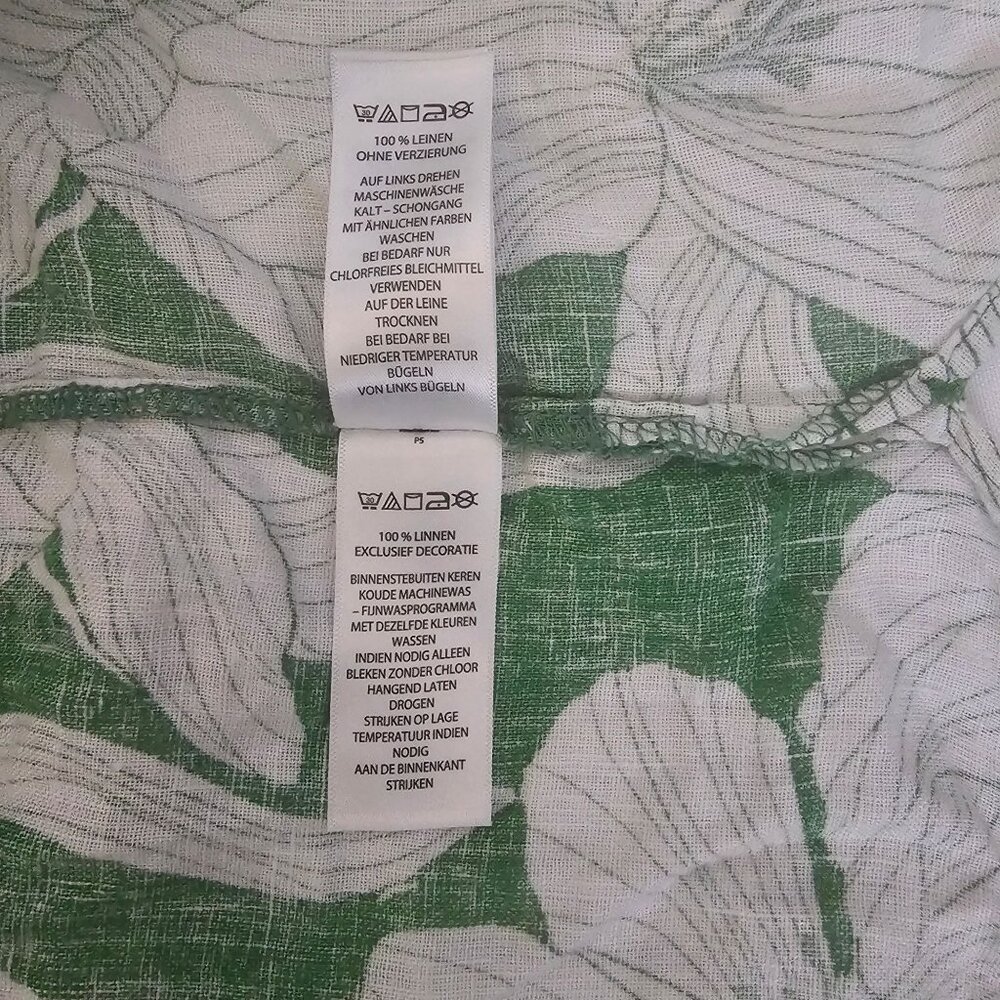 Tahari Women's Green White Floral Linen Square Neck 3/4 Sleeve Blouse Size XL - Picture 12 of 15